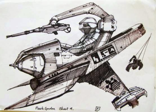 Illustration for article titled Chris Foss Designed Totally Thrilling Rocket Sled Art For Flash Gordon
